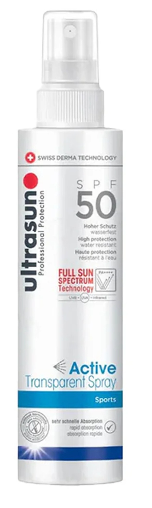 Ultrasun Active Transparent Sports Spray Sunscreen SPF 50 PA++++