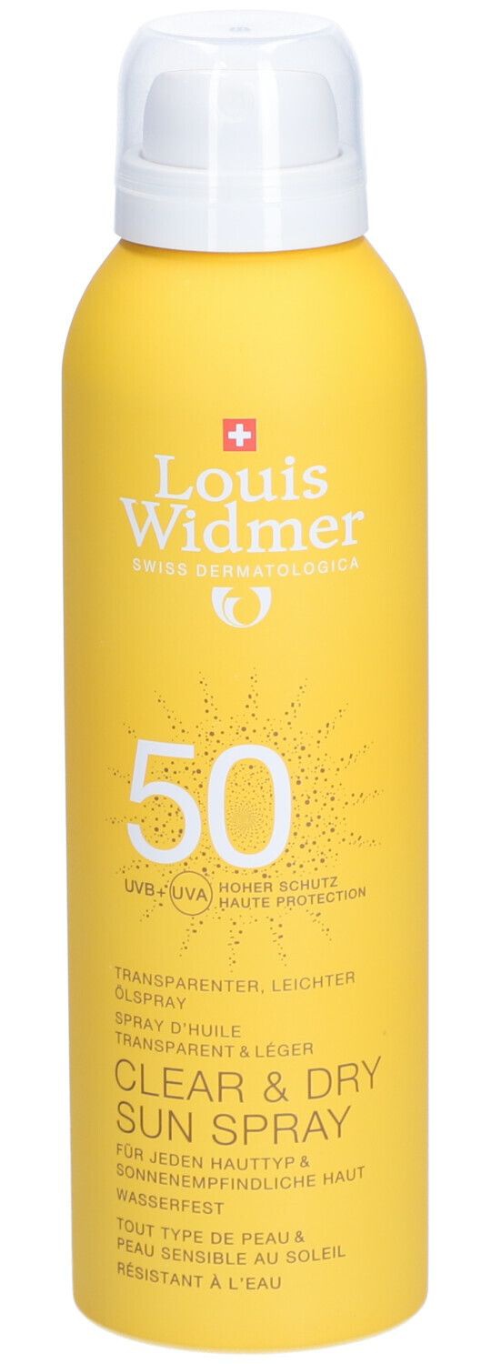 Louis Widmer Clear & Dry Sun Spray SPF50 Zonder Parfum
