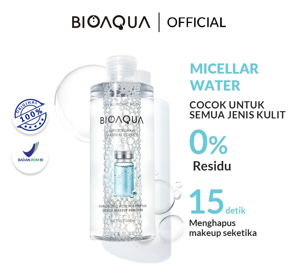 BioAqua Makeup Remover Hyaluronic Acid Polypeptide Gantle Cleansing Water