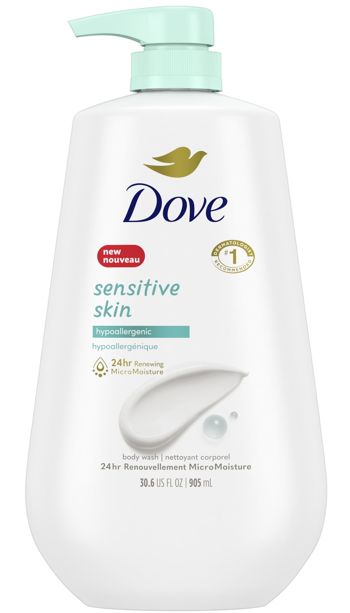 Dove Beauty Sensitive Skin Hypoallergenic Body Wash Pump