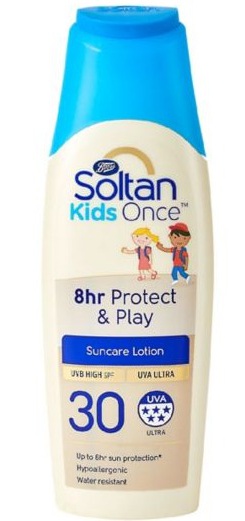 Boots Soltan Kids Once 8hr Protect & Play SPF 30