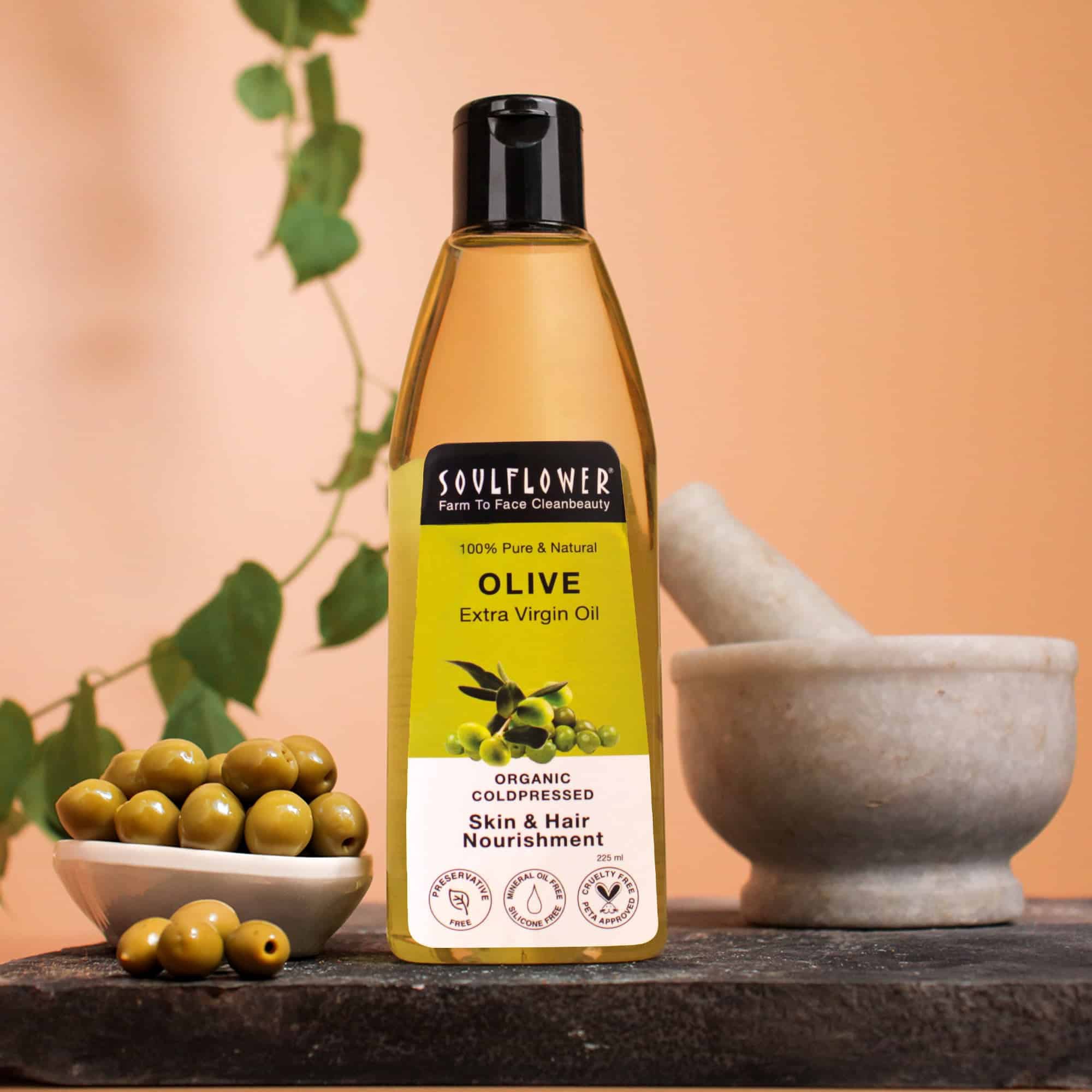 Soulflower Cold Pressed Olive Oil For Nourished Hair And Skin