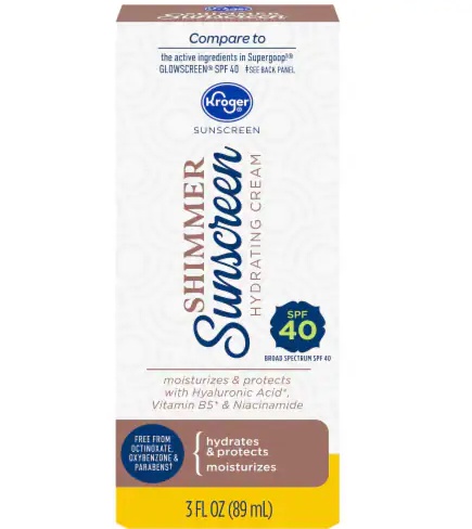 Kroger Shimmer Sunscreen Hydrating Cream SPF 40