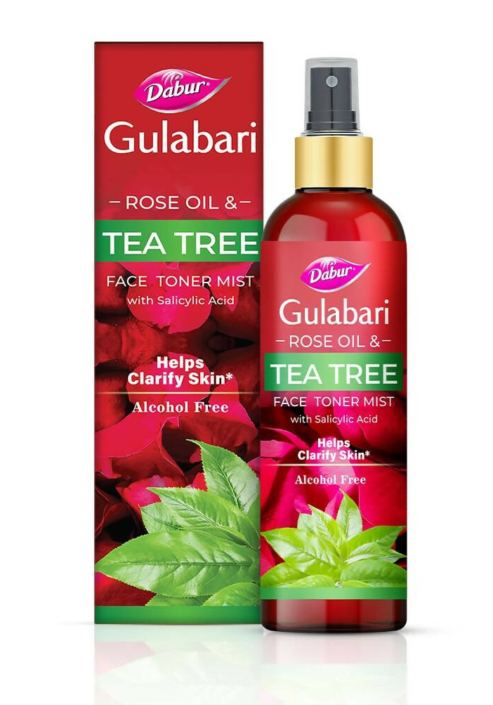 Dabur Gulabari Rose Oil & Tea Tree Face Toner Mist & Rosewater With Salicylic Acid