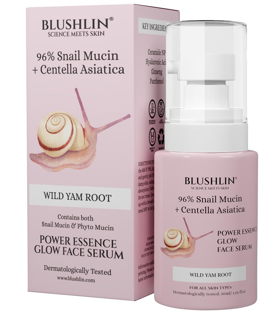 Blushin 96% Snail Mucin + Centella Asiatica Power Essence Glow Face Serum