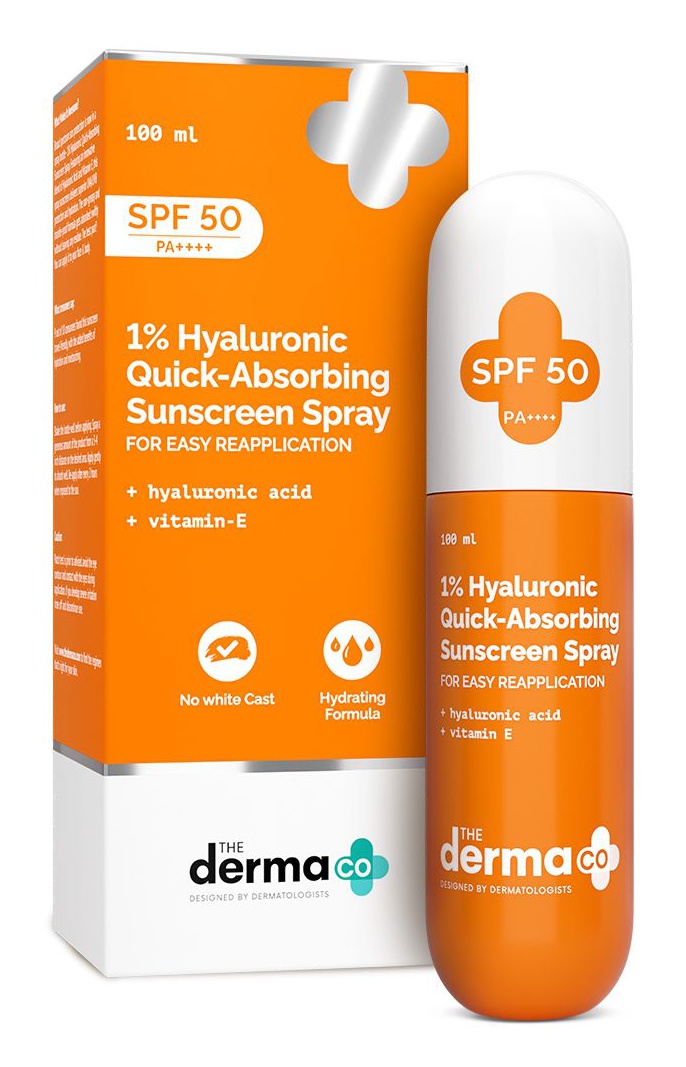 The derma CO 1% Hyaluronic Quick-absorbing Sunscreen Spray With Hyaluronic Acid & Vitamin E