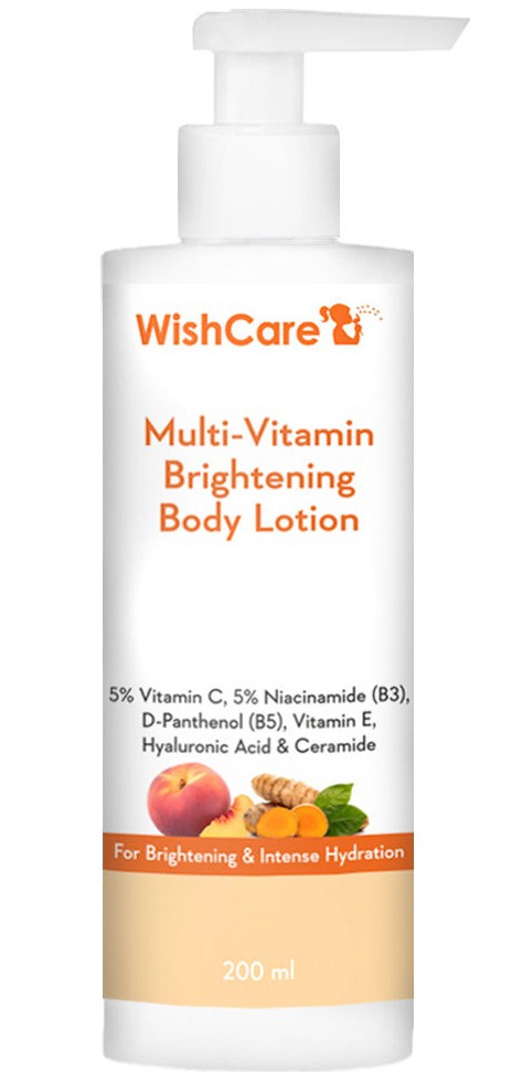 WishCare Multi Vitamin Brightening Body Lotion - For Bright Skin & Intense Hydration - With 5% Vitamin C, 5% Niacinamide, Ha, Ceramide, Kakadu Plum & Turmeric