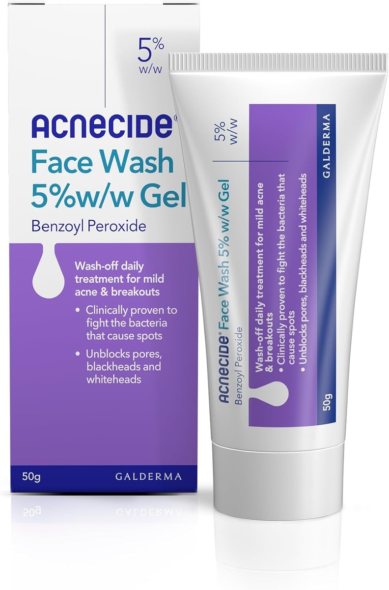 Acnecide Face Wash Gel 5% Benzoyl Peroxide Acne Treatment For Spot-prone Skin