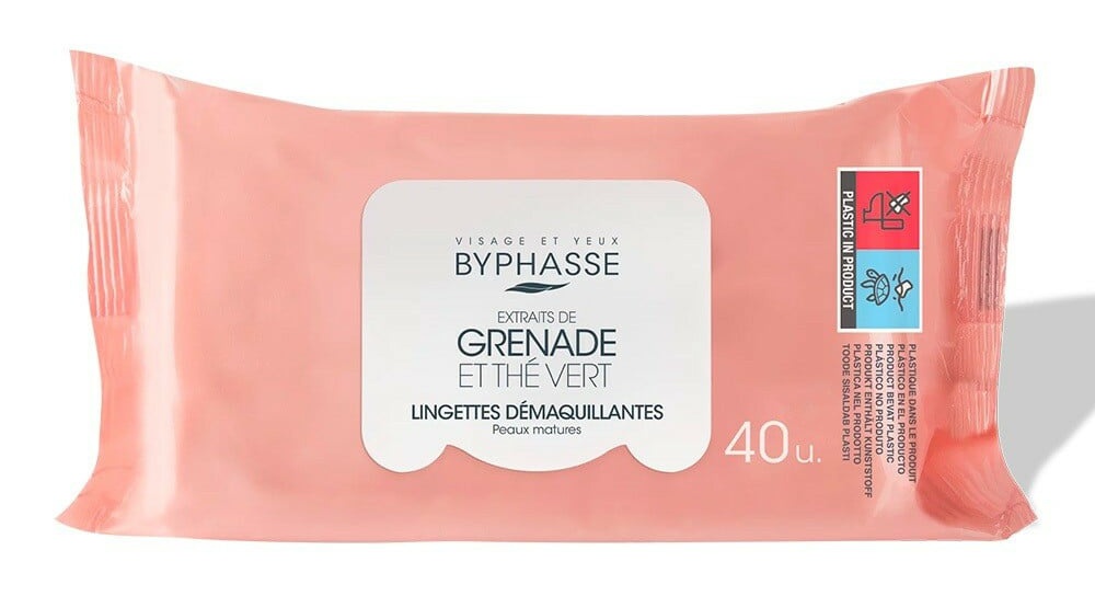 Byphasse Makeup Remover Wipes With Pomegranate And Green Tea Extracts - Mature Skin. Grenade Et The Vert