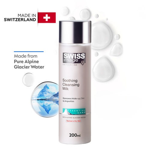 Swiss Image Switzerland Soothing Cleansing Milk, Oil Free Makeup Remover, Pore Cleanser & Removes Impurities