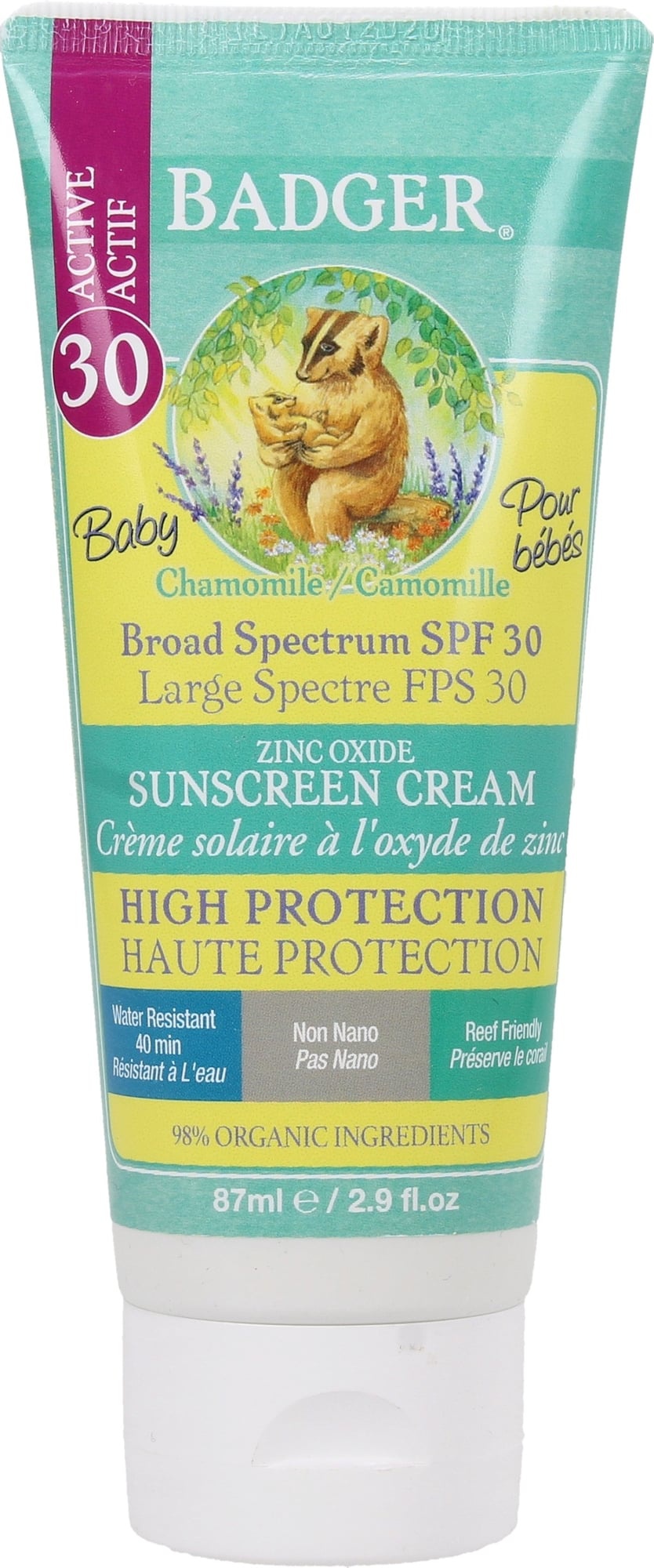 Badger Balm Chamomile & Calendula Baby Zinc Oxide Sunscreen Cream