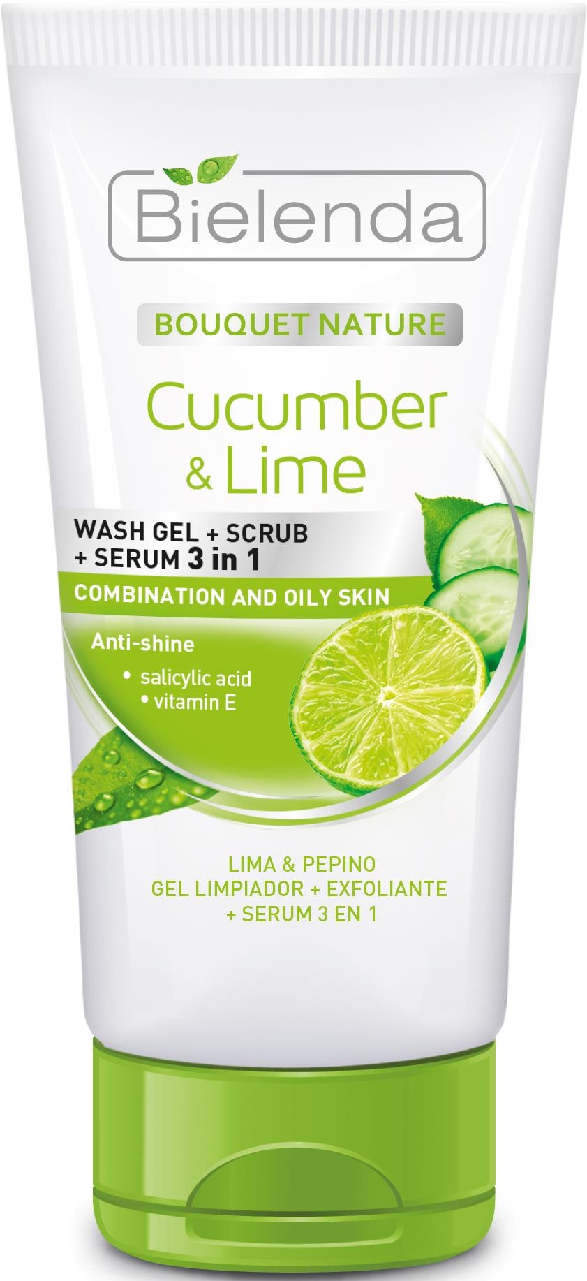 Bielenda Cucumber & Lime Wash Gel + Scrub + Serum 3 In 1