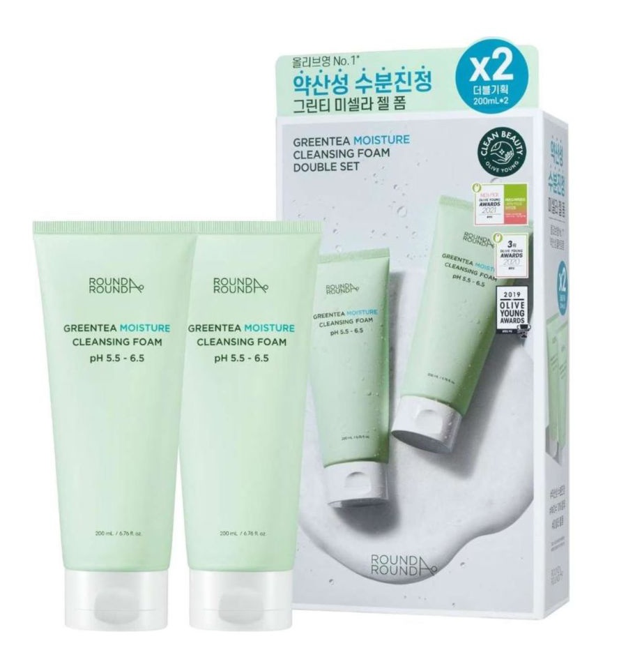 Round A'Round Greentea Moisture Cleansing Foam