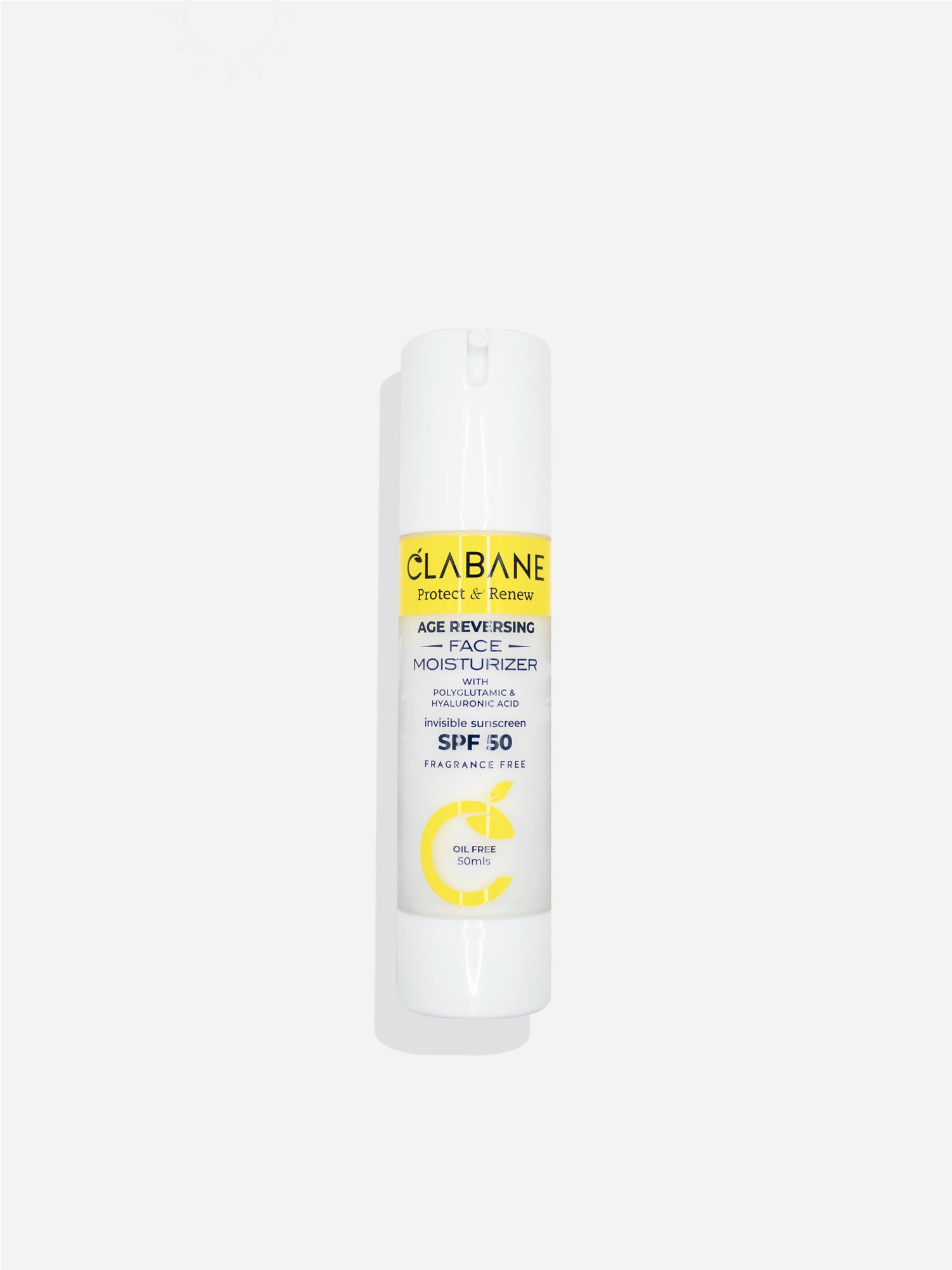 Clabane Skin Care Protect And Renew Age Reversing Face Moisturiser With Invisible Sunscreen SPF 50