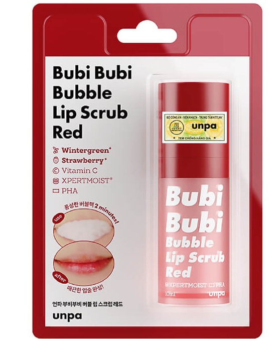 unpa Bubi Bubi Bubble Lip Scrub Red