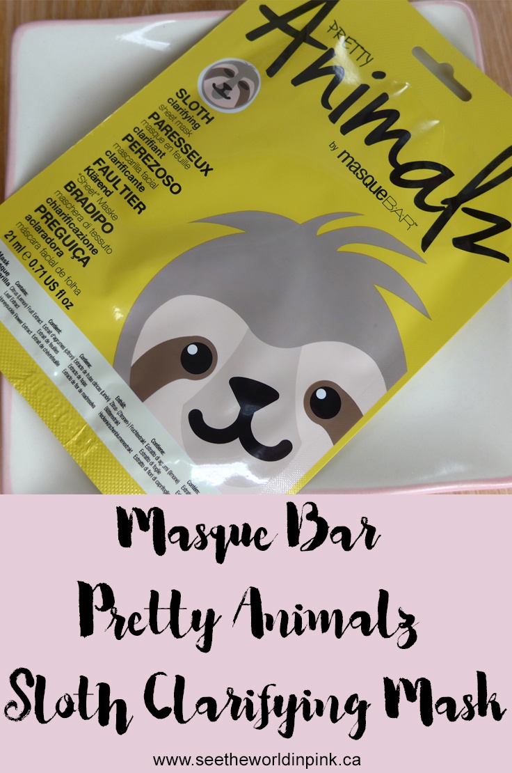 MasqueBAR Pretty Animalz Sloth Clarifying Sheet Mask