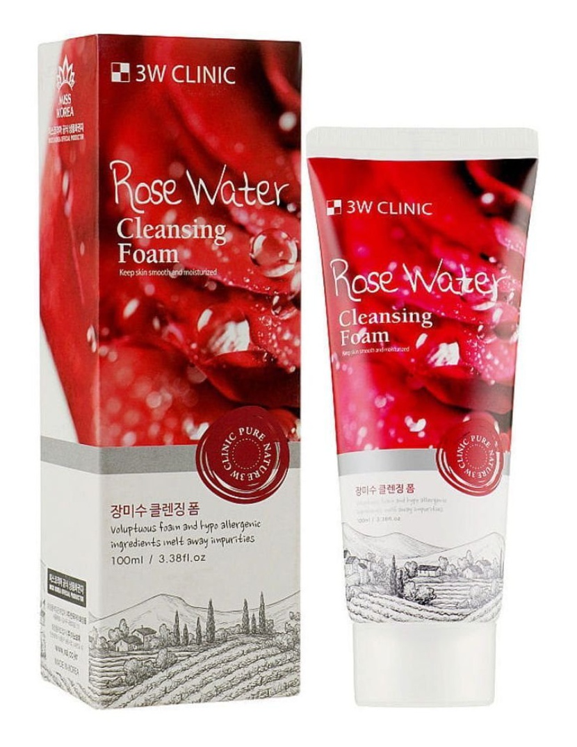 3W Clinic Rose Water Cleansing Foam