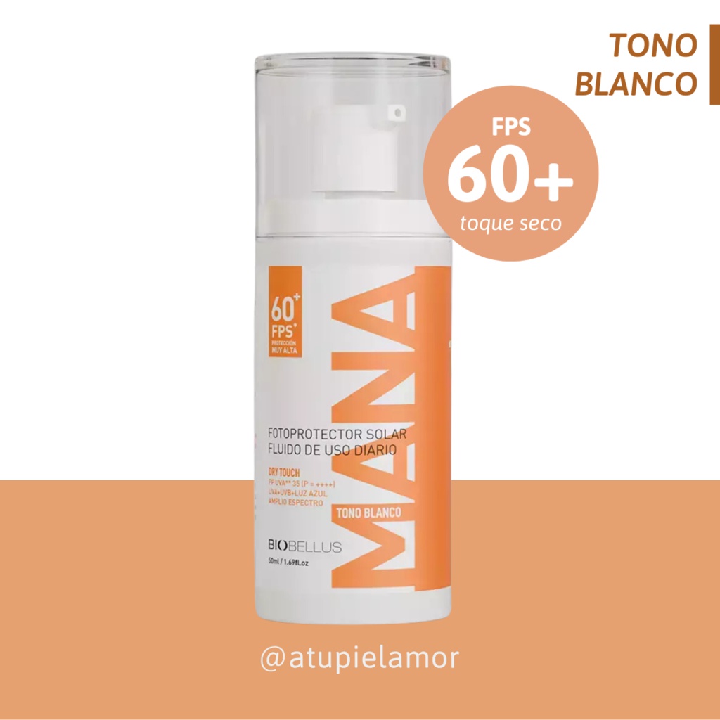 Biobellus Mana | Tono Blanco | Protector Solar 60+ FPS* - Fp UVA** 35 (p = ++++)