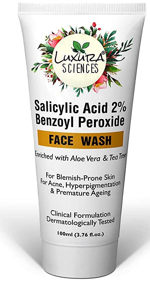 Luxura science Salicylic Acid 2% Face Wash With Niacinamide, Benzoyl Peroxide , Aloe Vera & Tea Tree For Blemish-Prone Skin, Acne, Hyperpigmentation & Premature Ageing