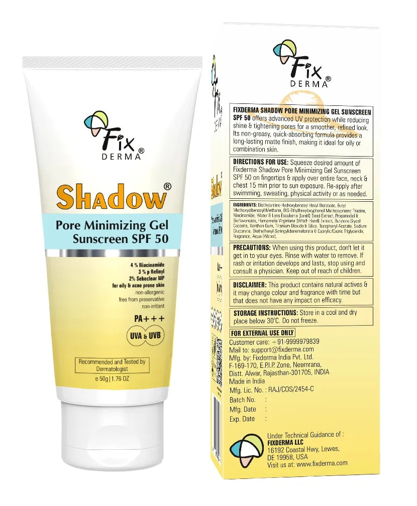 Fixderma Shadow Pore Minimising Gel Sunscreen SPF 50