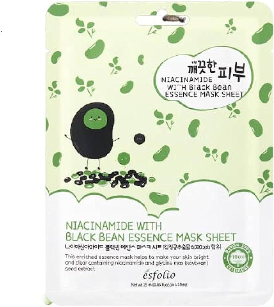 Esfolio Pure Skin Niacinamide Black Bean Essence Mask Sheet