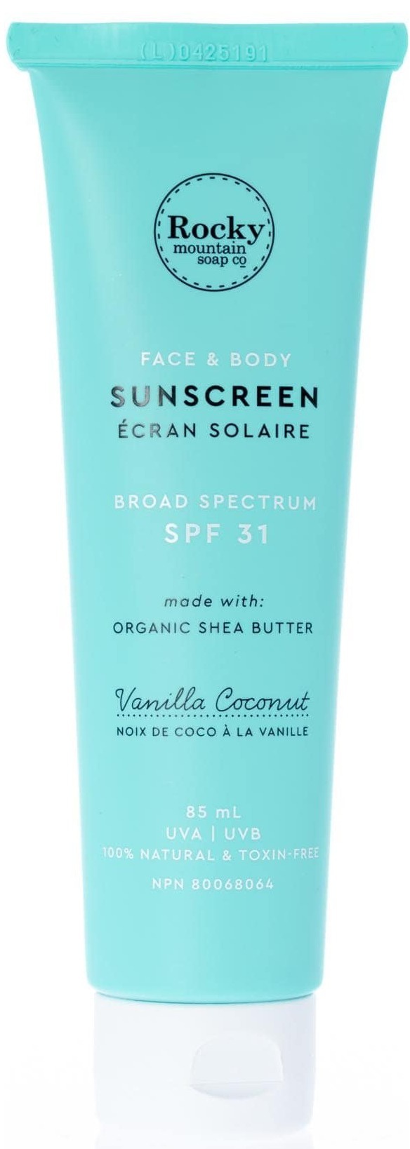 Rocky Mountain Soap Co. Natural Sunscreen SPF 31 Vanilla Coconut