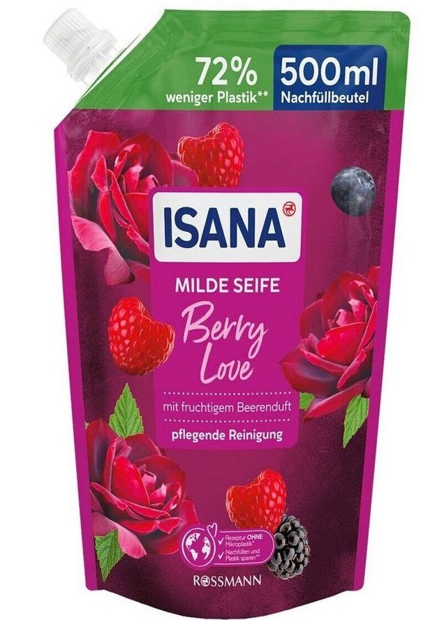 Isana Milde Seife Berry Love Nachfüllbeutel