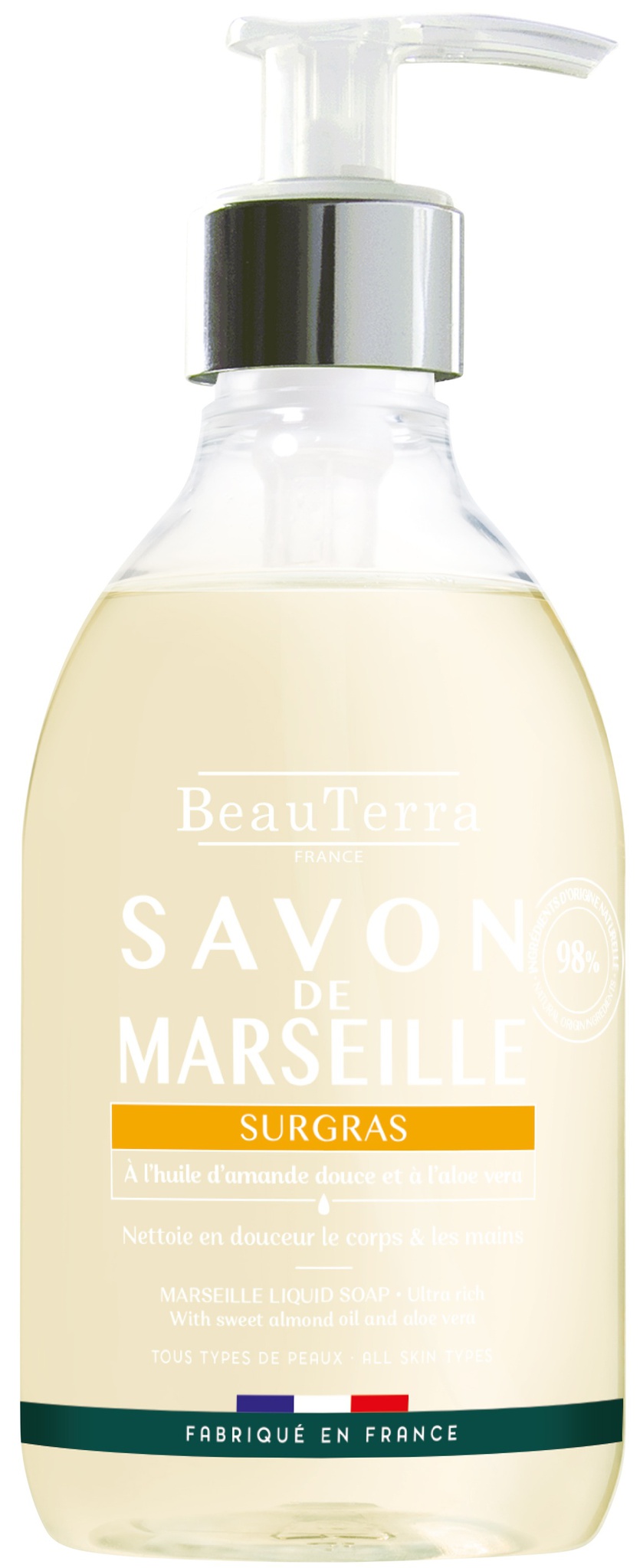 Beau Terra Marseille Liquid Soap Ultra Rich Sweet Almond Oil