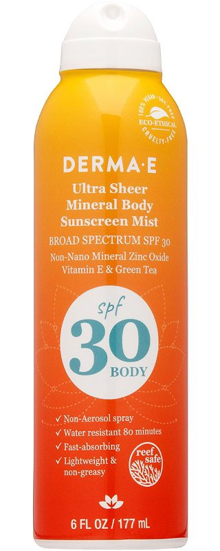 Derma E Ultra Sheer Mineral Body Sunscreen Mist Spf 30