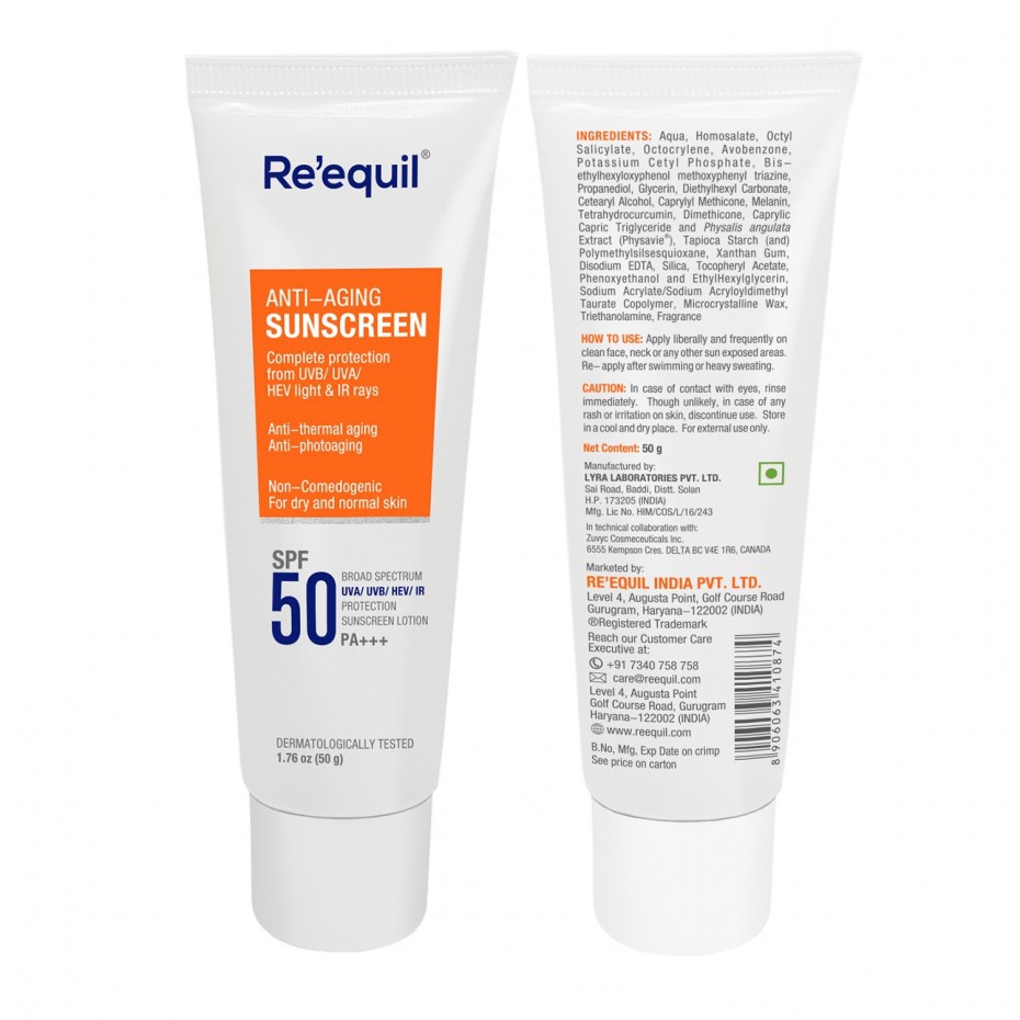Re'equil Blue Light & Infrared Protection Anti-Aging Sunscreen Spf 50 Pa+++ Uvb/ Uva/ Hev/ Ir