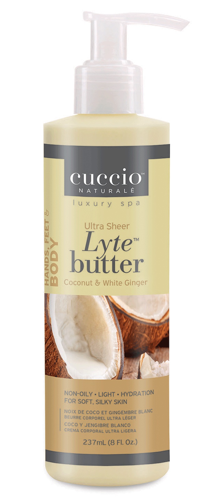Cuccio Naturale Lyte Ultra Sheer Body Butter - Coconut & White Ginger