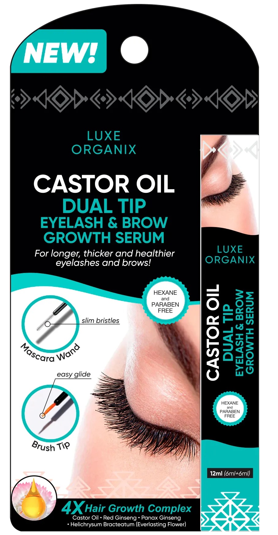 Luxe Organix Castor Oil Dual Tip Eyelash & Brow Growth Serum
