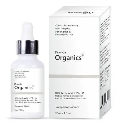 Dravida Organics 10% Lactic Acid+ 1% Ha Serum