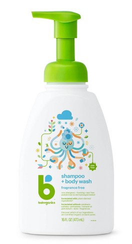 Babyganics Baby Shampoo + Body Wash, Fragrance Free - 16 Fl Oz Pump Bottle