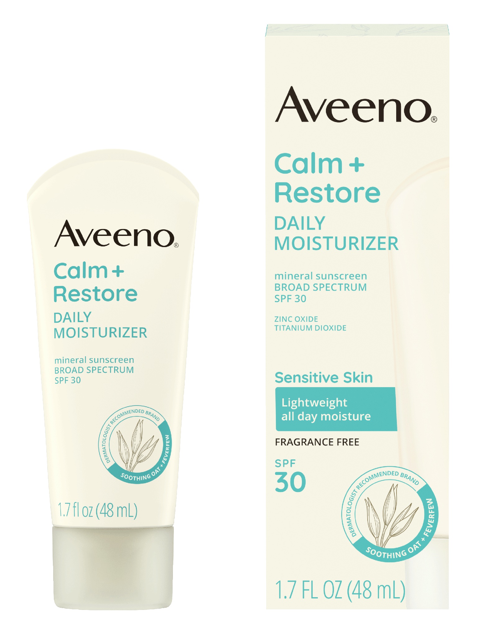 Aveeno Calm + Restore Daily Moisturizer Mineral Sunscreen With Broad Spectrum SPF 30