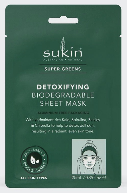 Sukin Detoxifying Biodegradable Sheet Mask | Super Greens