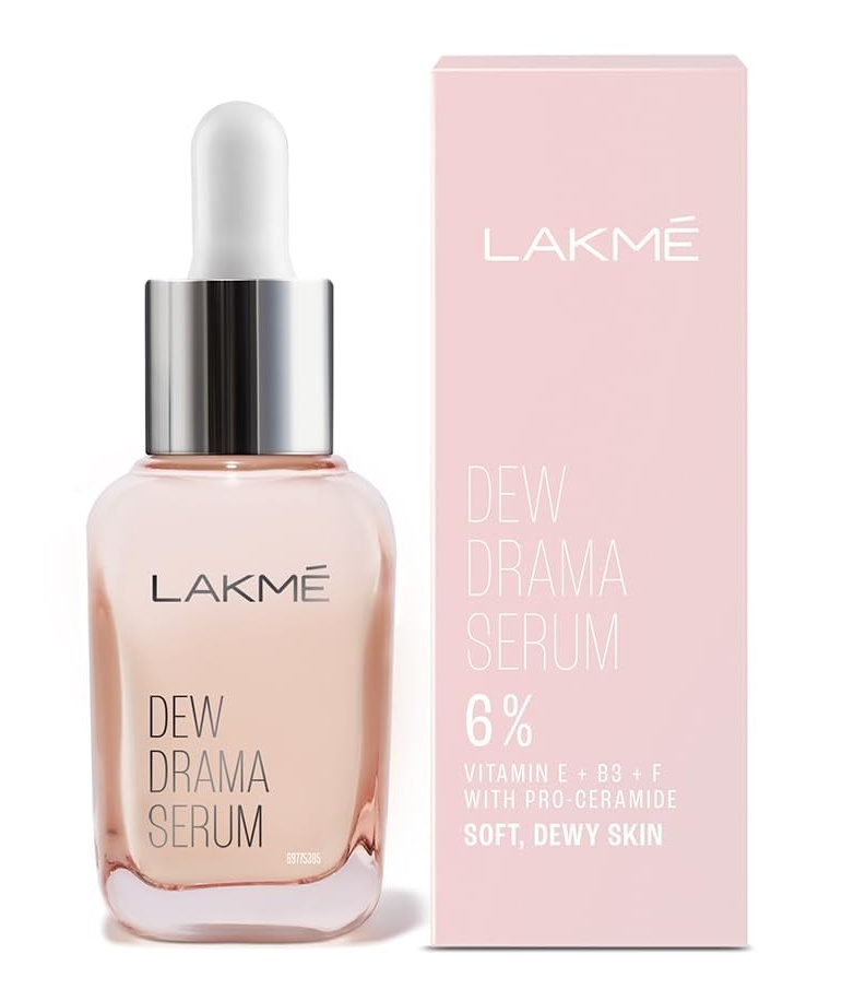 Lakme 6% Vitamin E, Niacinamide, Vitamin F & Pro-ceramides Dew Drama Serum For Improved Skin Barrier & Dewy, Radiant Skin