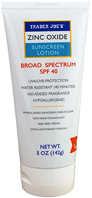 Trader Joe's Zinc Oxide Sunscreen Lotion Broad Spectrum Spf 40