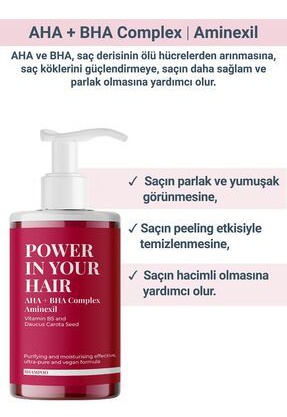 SHE VEC Power In Your Hair Peeling Etkisi Sağlayan Ve Arındırmaya Yardımcı AHA/BHA İçeren Şampuan