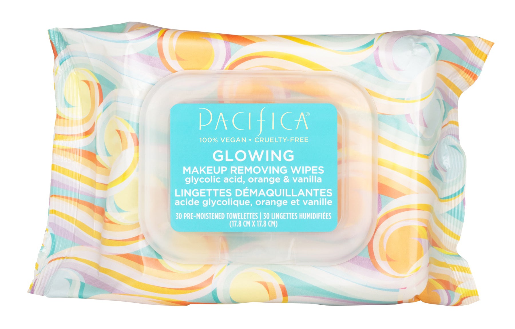 Pacifica Glowing Glycolic Acid Orange & Vanilla Makeup Removing Wipes