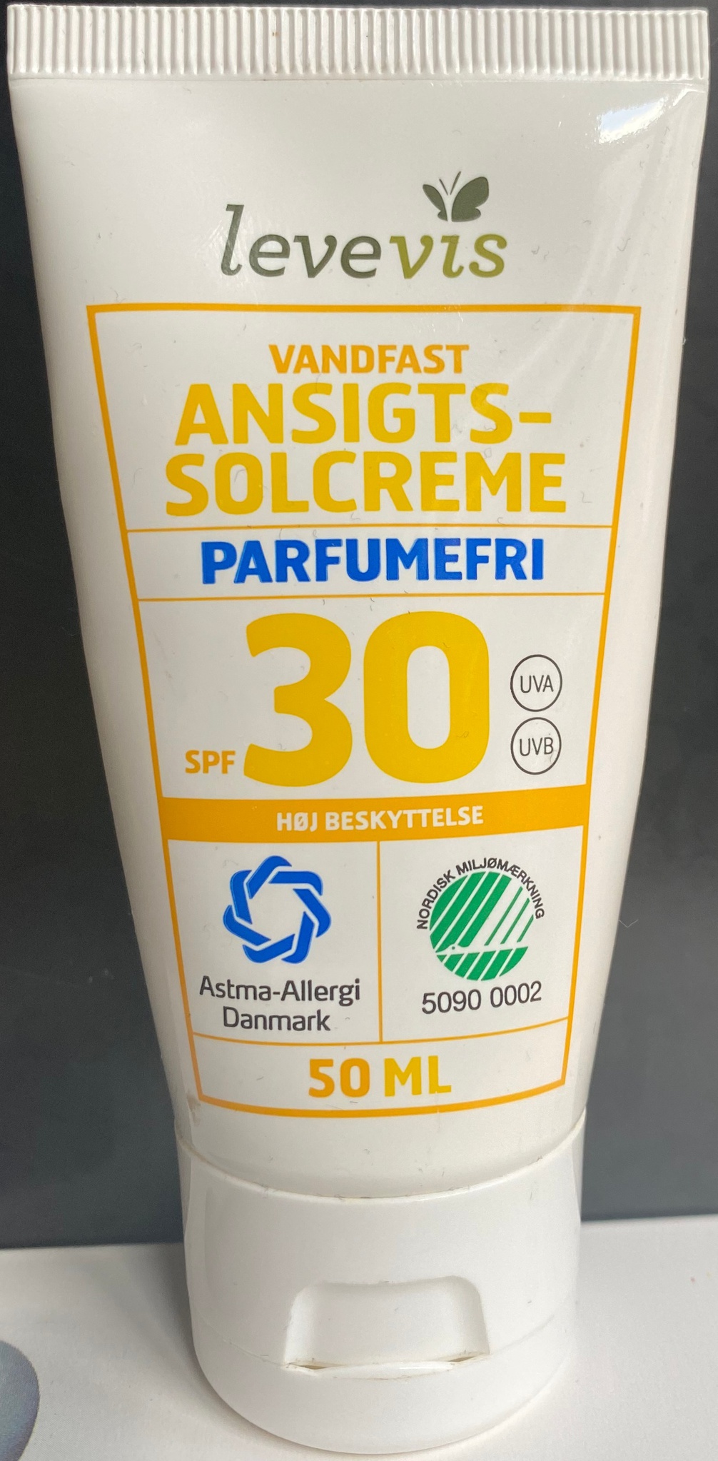 Levevis Vandfast Ansigtssolcreme Spf 30 Parfumefri