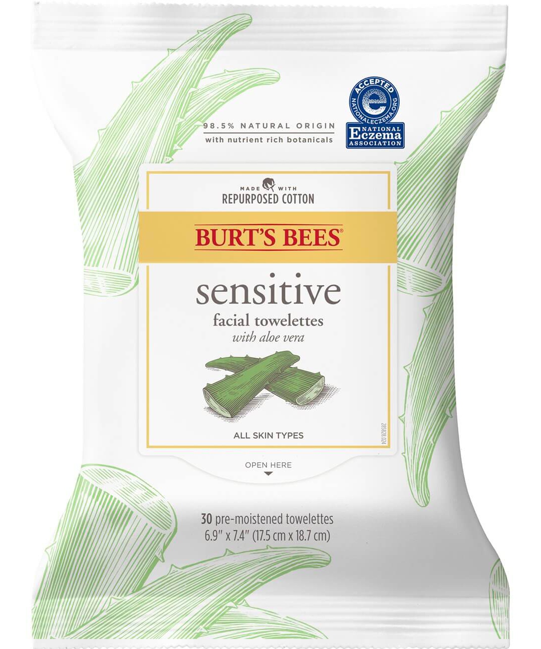 Burt's Bees Sensitive Facial Cleanser Towelettes With Aloe Vera