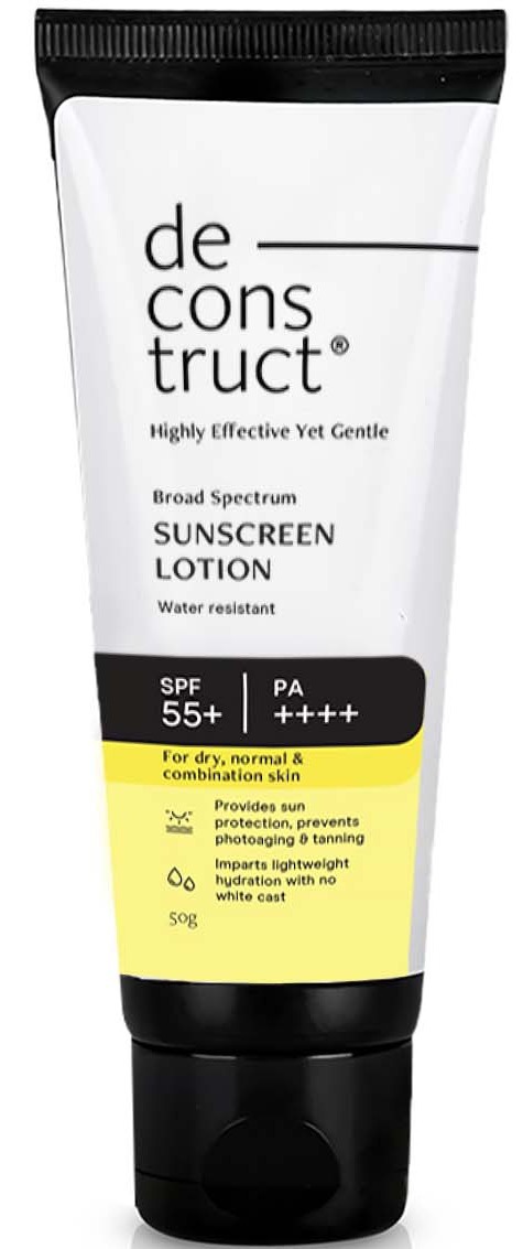Deconstruct Sunscreen Lotion - SPF 55+ And Pa ++++ | Dewy Water Resistant Sunscreen