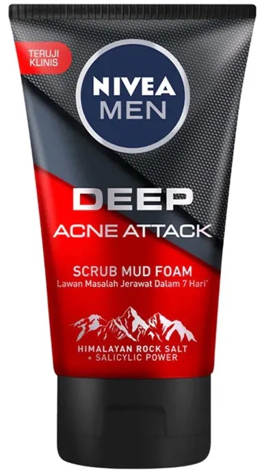 NIVEA MEN Deep Acne Attack Scrub Mud Foam Himalayan Rock Salt + Salicylic Acid