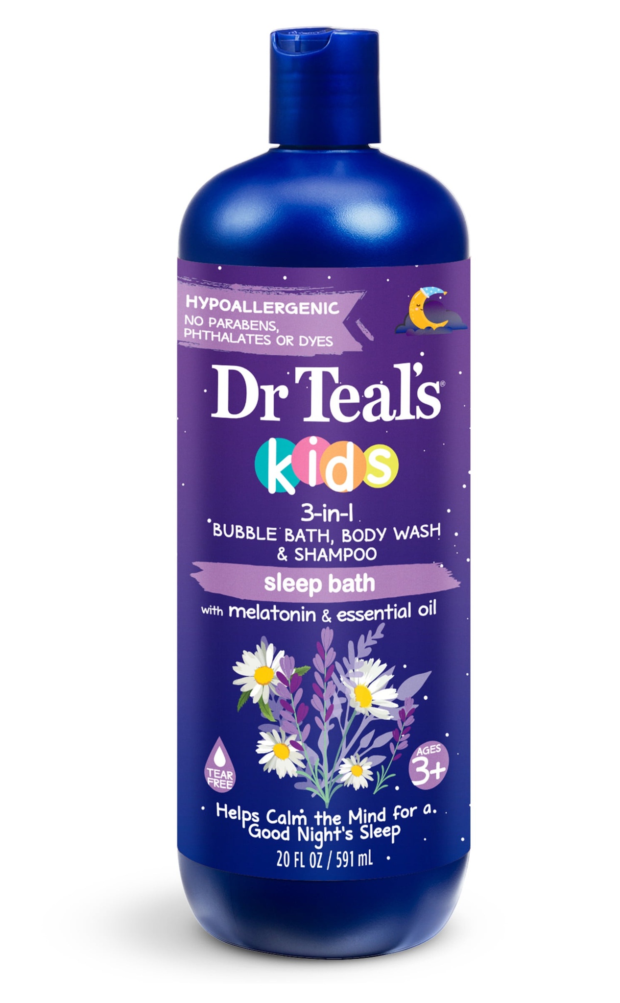 Dr. Teal's Kids 3-in-1 Bubble Bath, Body Wash And Shampoo Sleep Bath With Melatonin And Essential Oils