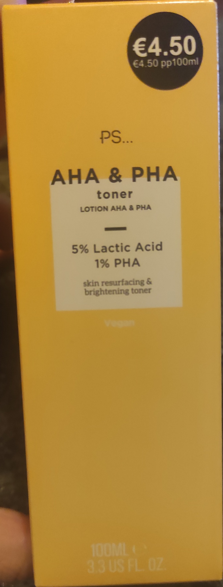 PS (Primark) AHA & PHA Toner - 5% Lactic Acid 1% PHA