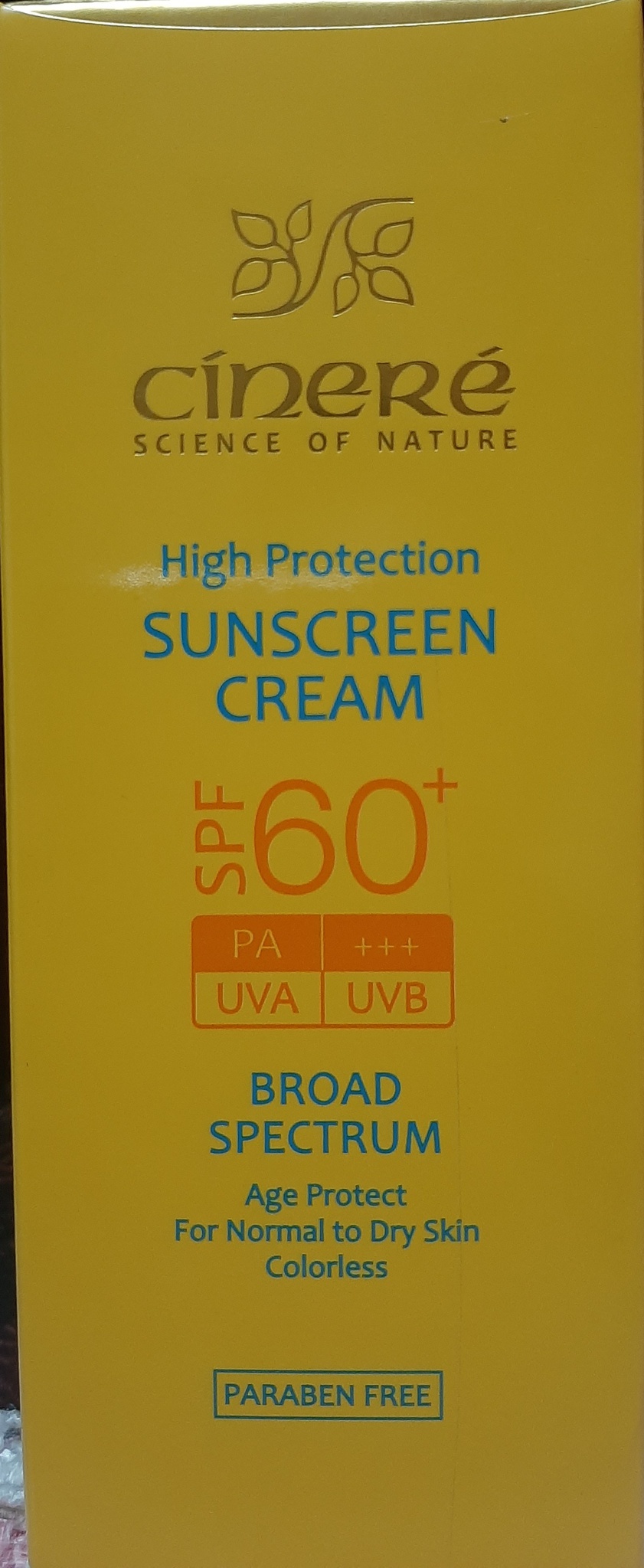 Cinere High Protection Sunscreen Cream SPF 60