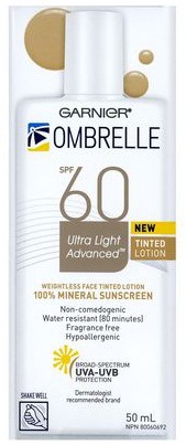 Garnier Ombrelle Tinted Ultra Light Face Mineral Sunscreen Lotion Spf 60