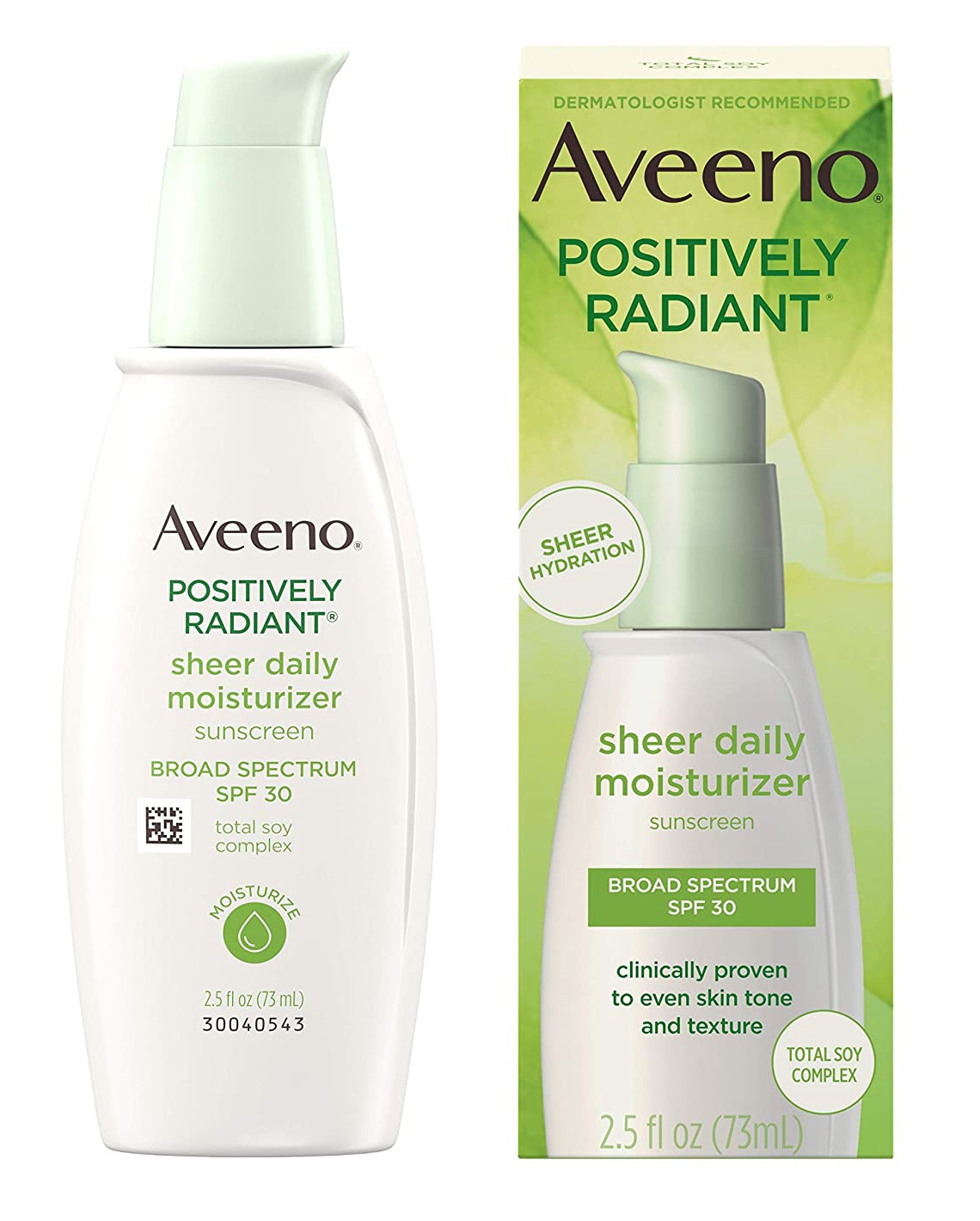 Aveeno Positively Radiant Sheer Daily Moisturizer Sunscreen Broad Spectrum Spf 30