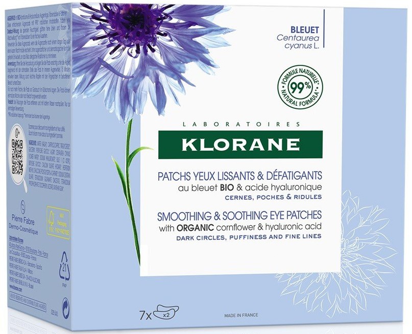 Klorane Smoothing And Soothing Eye Patches With Cornflower And Hyaluronic Acid